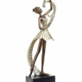 Inart Διακοσμητικό Αγαλματίδιο Γυναίκας Πολυρητίνης Χρυσό-Μπρονζέ 15x8x39cm