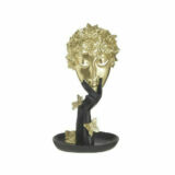 Inart Διακοσμητικό Αγαλματίδιο Πολυρητίνης Πρόσωπο Μαύρο-Χρυσό 15x11x28cm