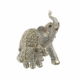 Inart Διακοσμητικοί Ελέφαντες Ασημί/Χρυσοί Πολυρητίνης 16x11x19cm