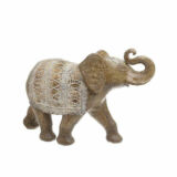 Διακοσμητικός Επιτραπέζιος Ελέφαντας Αντικέ Polyresin Χρυσός Inart 38x13x24εκ.