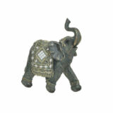 Inart Διακοσμητικός Ελέφαντας Αντικέ Πράσινος/Χρυσός Πολυρητίνης 14x6x16cm