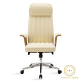Καρέκλα γραφείου διευθυντή Carolina pakoworld Premium Quality λευκό ivory τεχνόδερμα