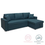 Γωνιακός καναπές κρεβάτι Marvel pakoworld αναστρέψιμος με αποθηκευτικό χώρο μπλε ύφασμα