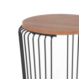 Βοηθητικό τραπέζι σαλονιού Leif pakoworld χρώμα φυσικό-μαύρο Φ40×46,5εκ