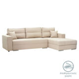 Γωνιακός καναπές-κρεβάτι Morgana pakoworld αριστερή γωνία μπεζ 270x190x98/88εκ