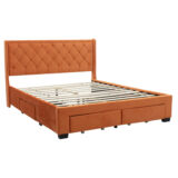 Κρεβάτι Blanca pakoworld διπλό βελούδο κεραμιδί αποθηκευτικός χώρος 160×200εκ