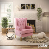 Πολυθρόνα-μπερζέρα Valentia pakoworld βελούδο ροζ-φυσικό 73x77x100εκ