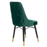 Καρέκλα Evadne pakoworld βελούδο σκούρο πράσινο-μαύρο χρυσό πόδι