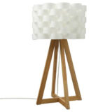 Επιτραπέζιο φωτιστικό Moki pakoworld Ε19 μπαμπού χρώμα φυσικό-καπέλο pp λευκό Φ30×55εκ